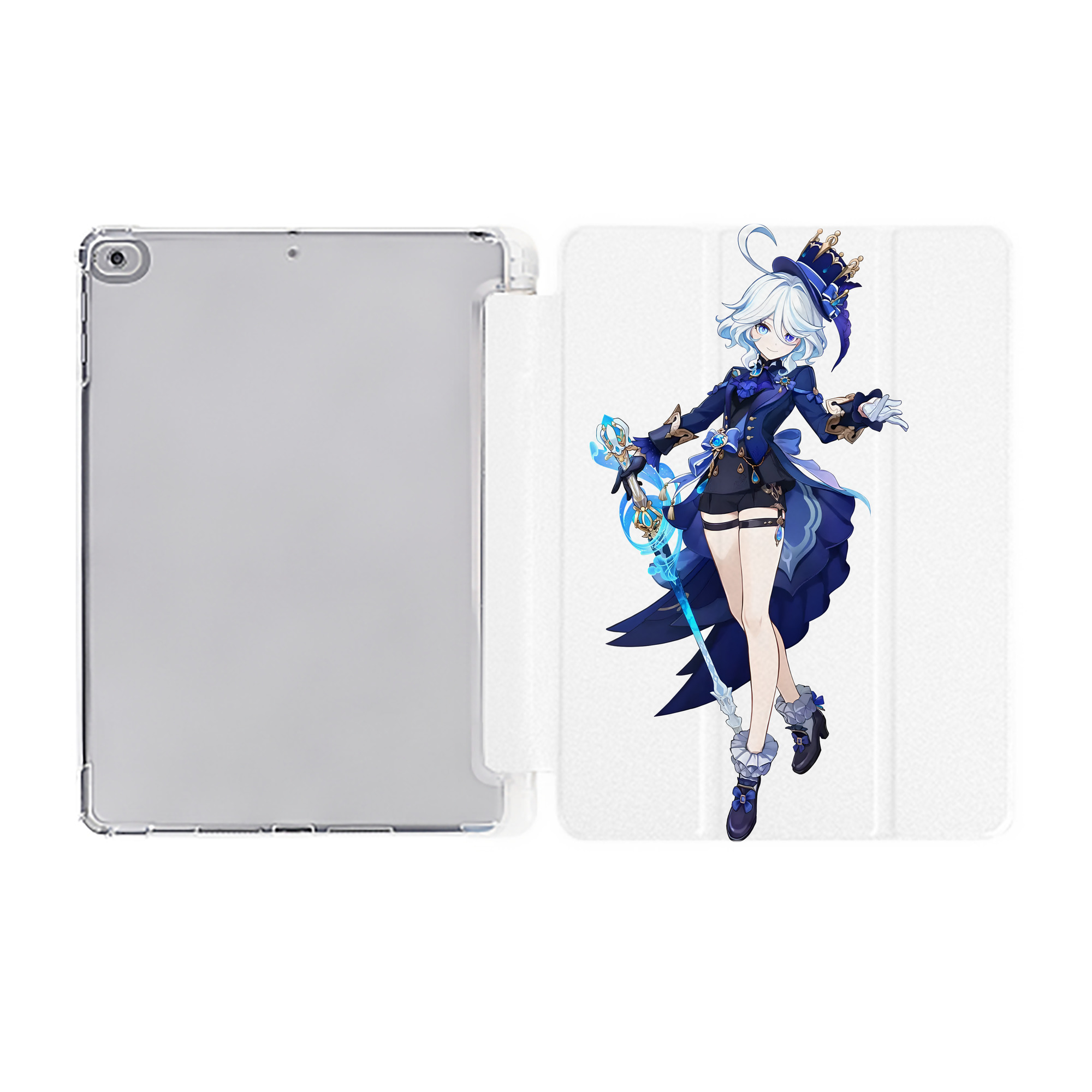 げんし神 フリーナ genshin Furina IPad ケース ペン収納付き 三つ折りスタンド PUレザー×シリコン 対応機種9.5/10.5/10.9インチ